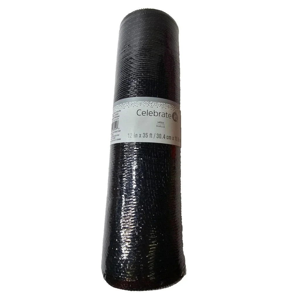 New in plastic Celebrate It black decorating mesh 12‎ inches by 35 feet
